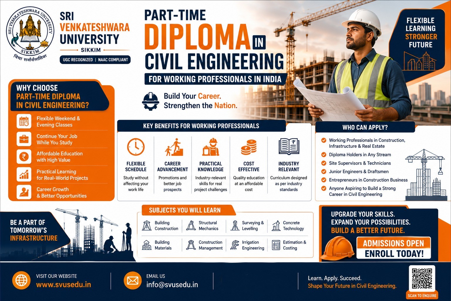 Part-Time Diploma in Civil Engineering for Working Professionals in India